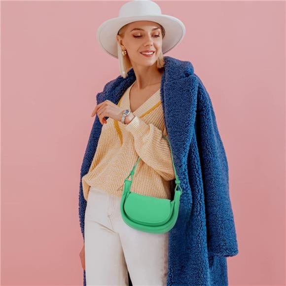 Green Petite Chic Shoulder Bag: Mini Crossbody Purse with Dual Straps - Picture 4 of 6